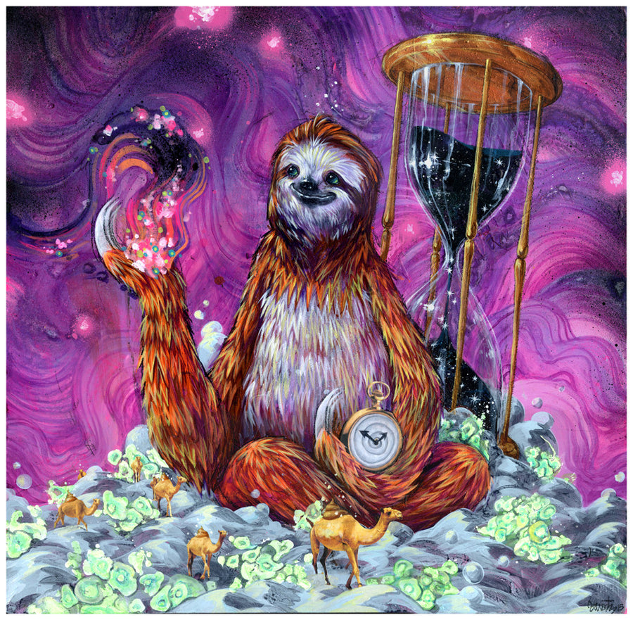 Time Master Poop Sloth - Giclee canvas reproduction