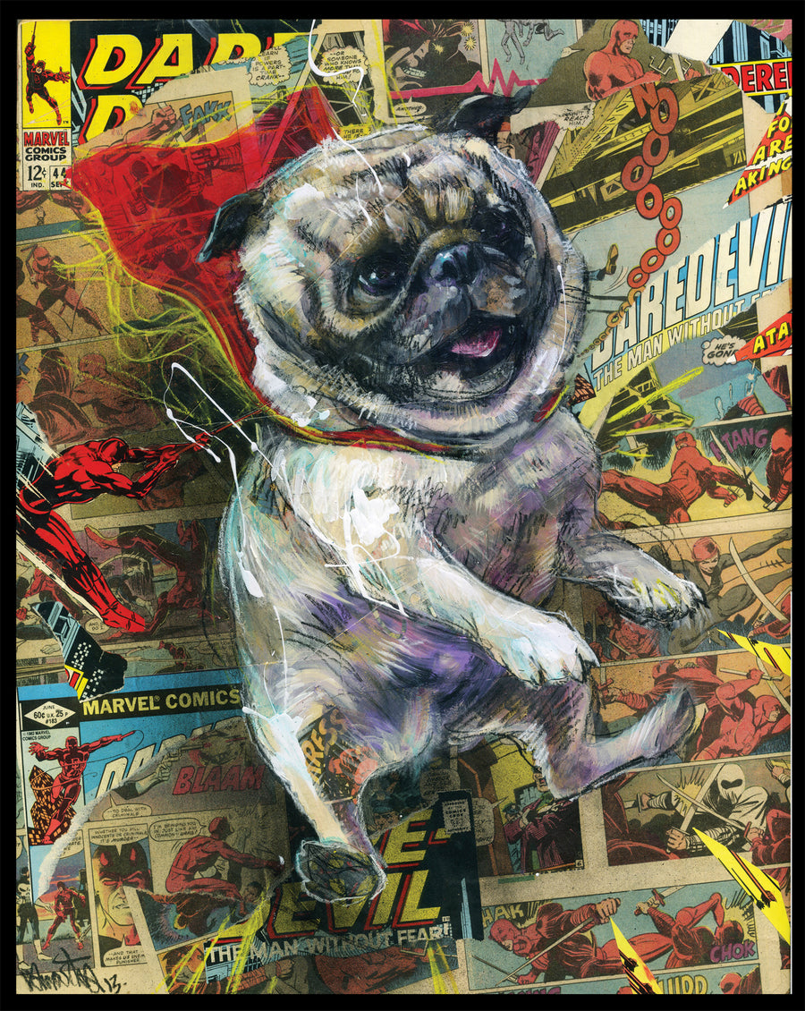 Power Pug - Giclee canvas reproduction